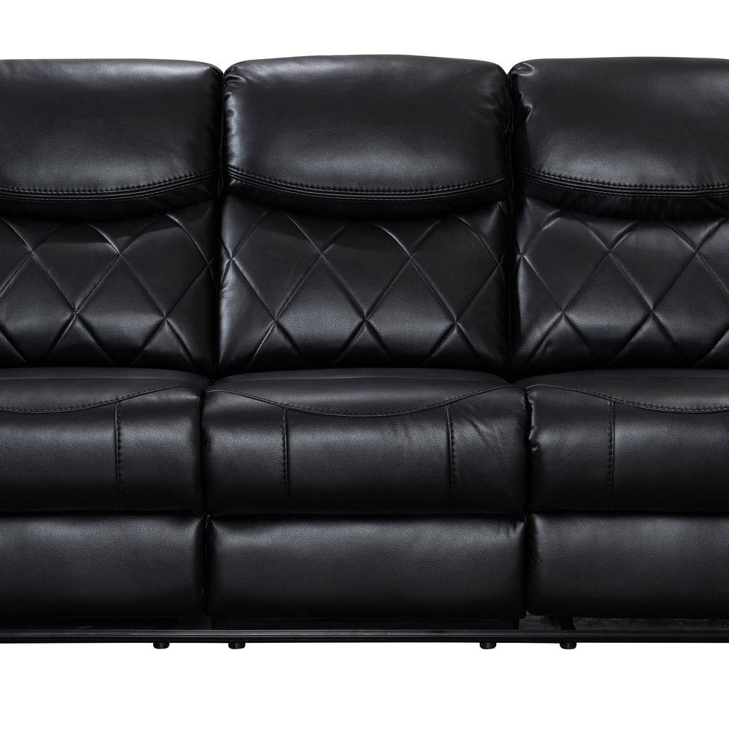 Black Faux Leather Power Reclining Sofa O70404