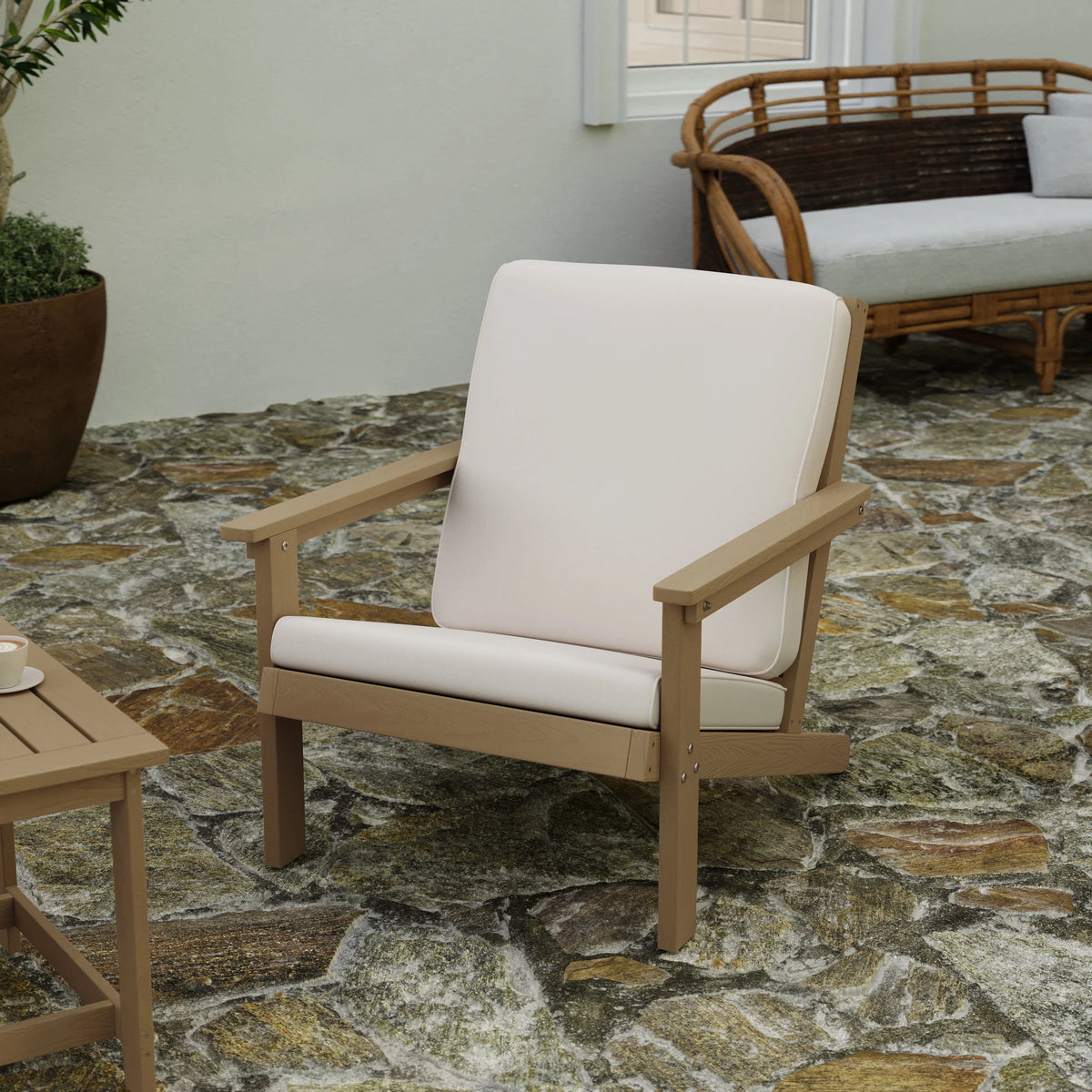 All-Weather Poly Resin Adirondack Chair with Cushions K416657