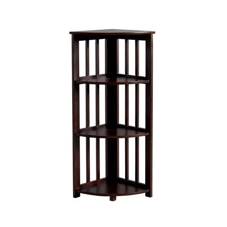 4-Tier Corner Stand Dark Walnut Brown Z8059