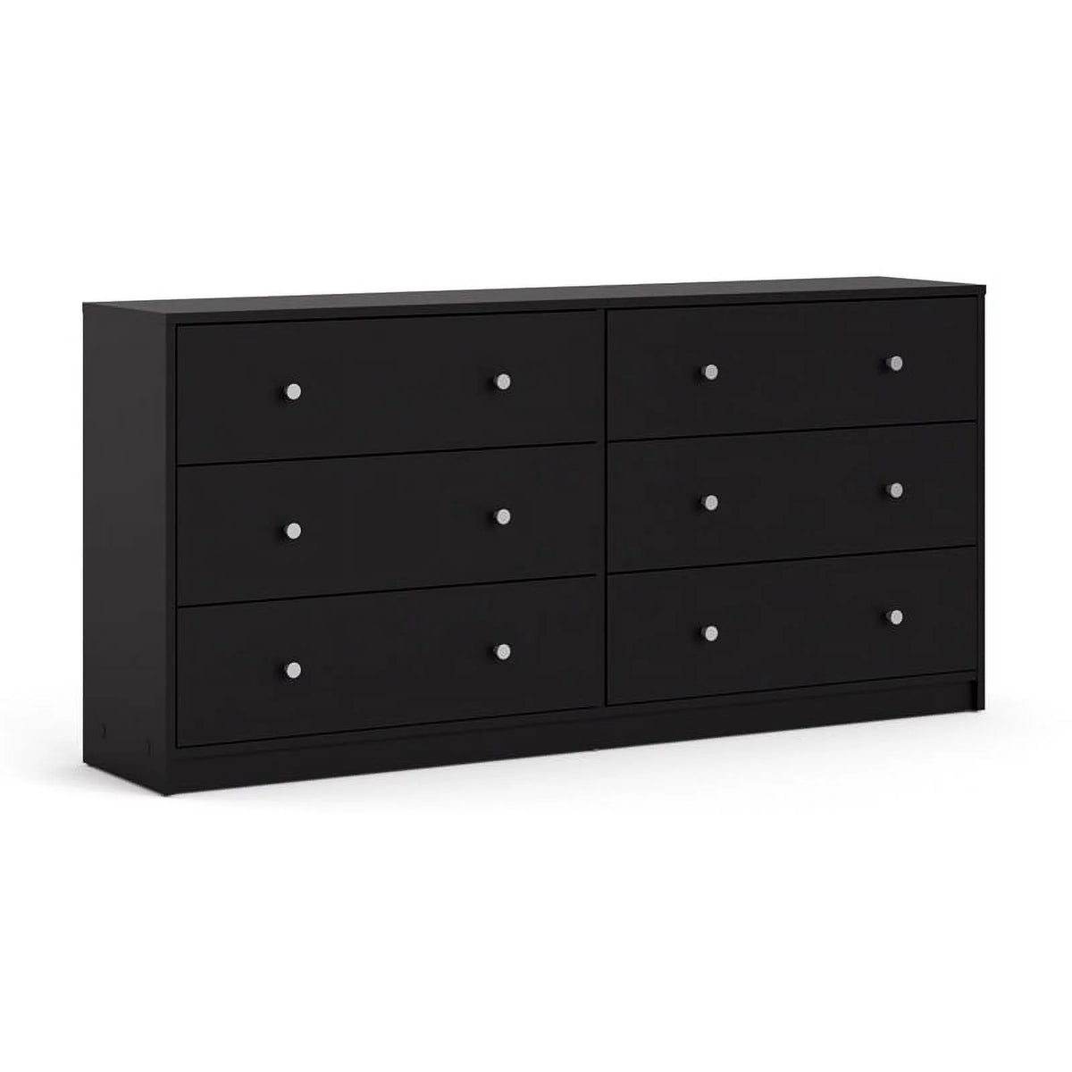 Black Engineered Wood 3 Drawer Chest 6 Drawer Dresser & Nightstand M87528