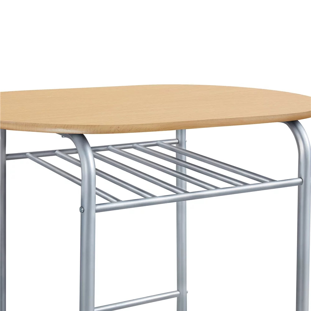 3 Piece Round Dining Table Set with Storage Rack B56804