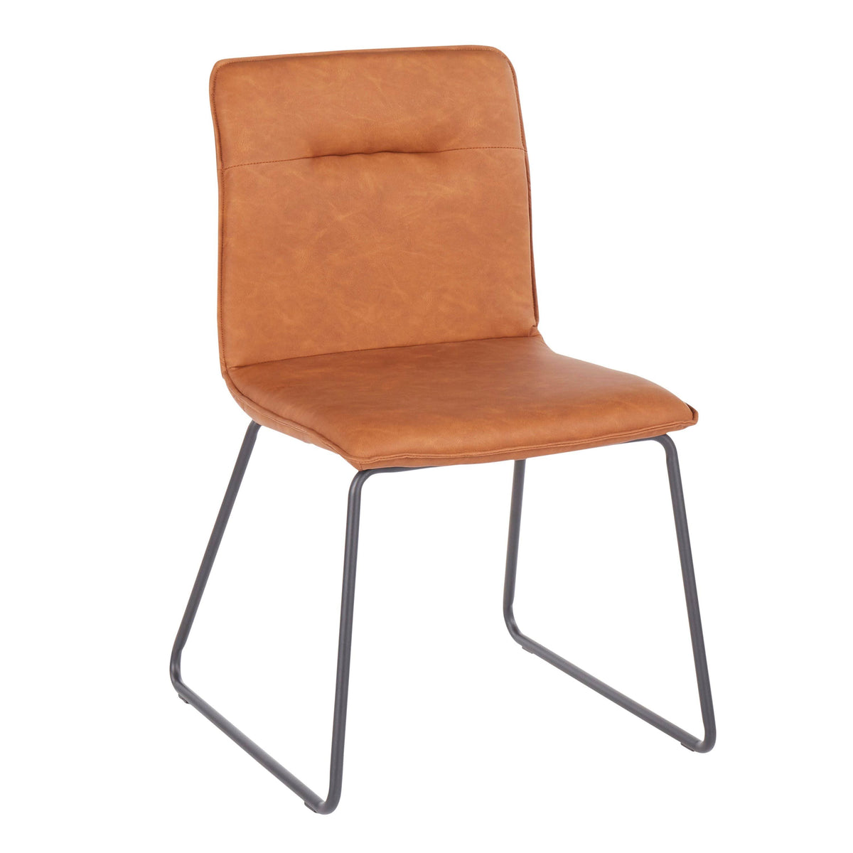 Black Metal and Camel Faux Leather Chair Set of 2 J2523
