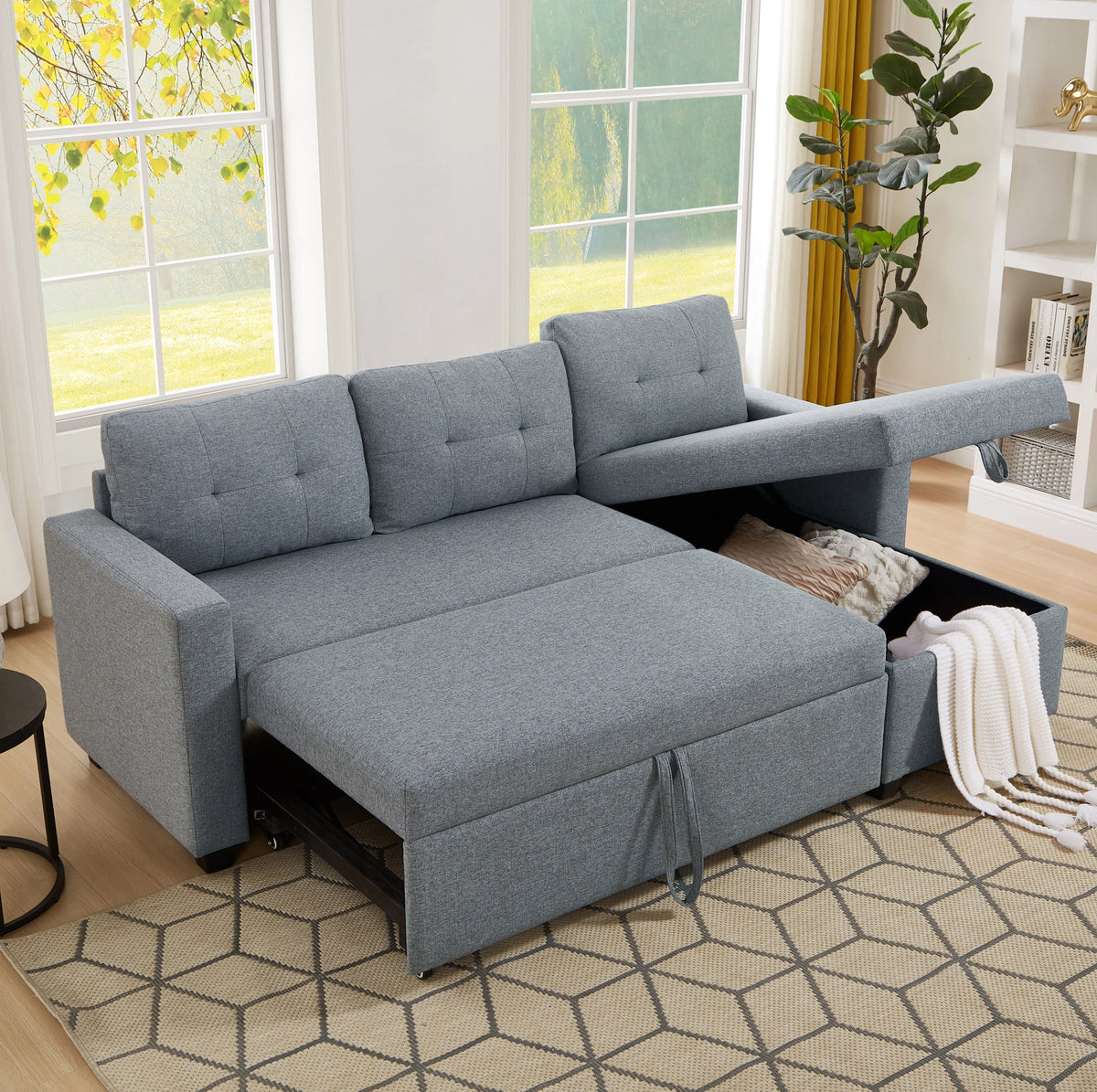 Linen Brown Convertible Sectional Sofa T738283