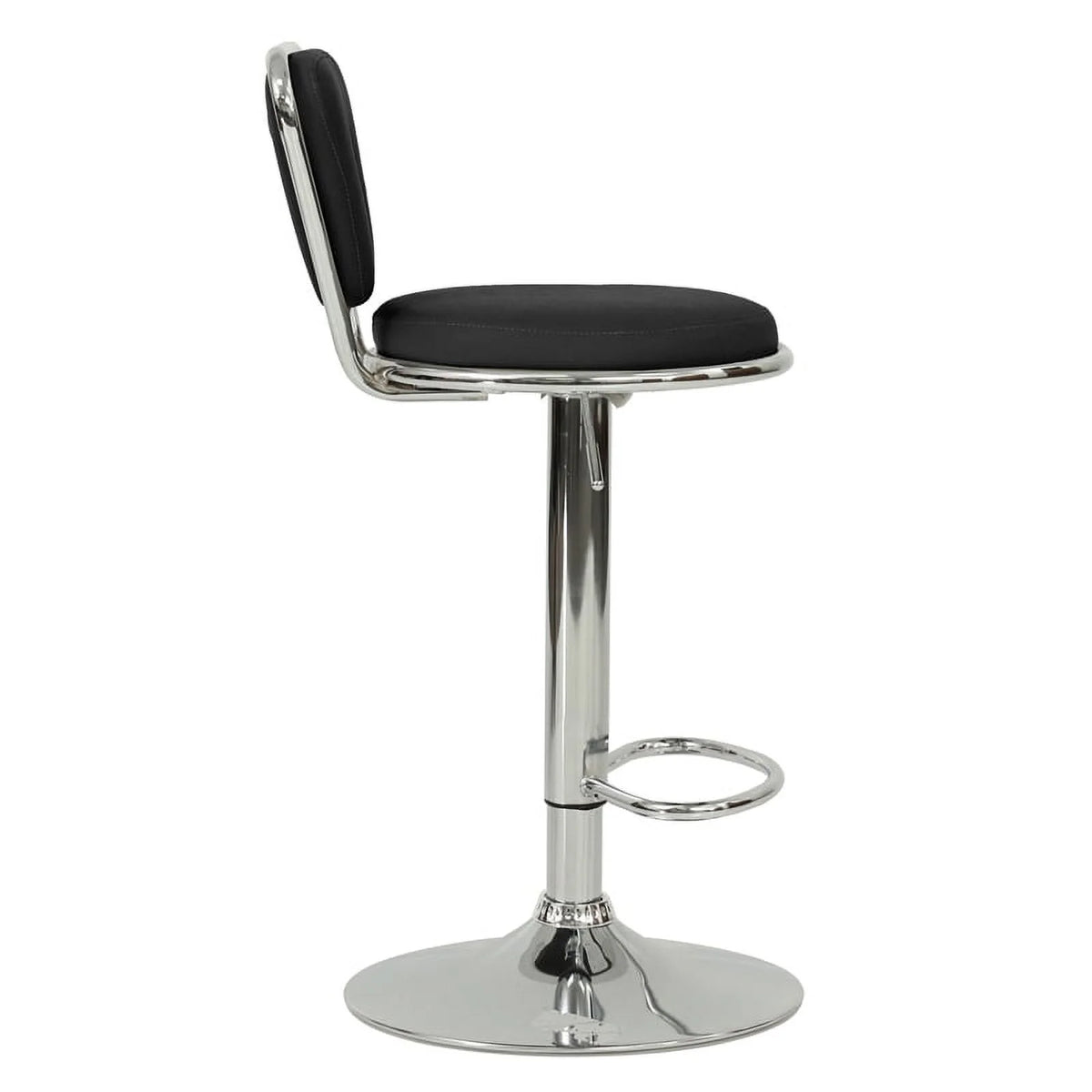 Black Faux Leather Adjustable Height Swivel Barstool Set of 2 M826525