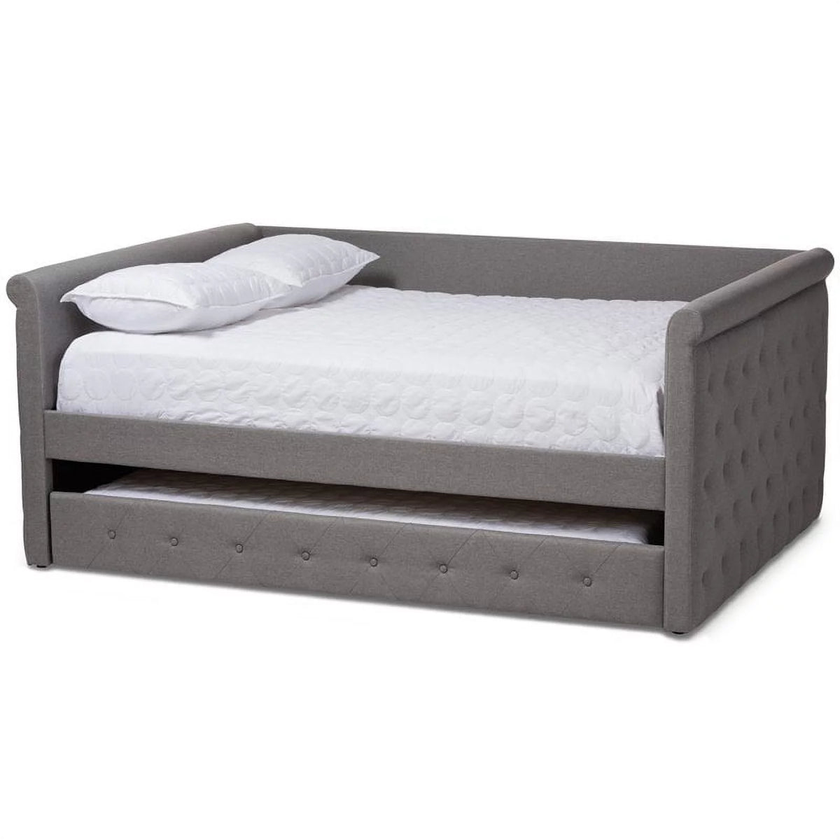 Grey Tufted Full Daybed with Trundle C666830