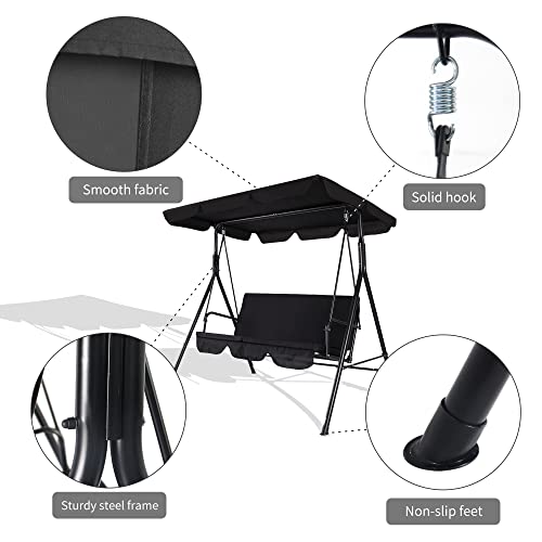 3-Seat Patio Swing Chair with Adjustable Canopy Y198623