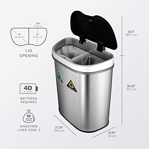 Automatic Touchless Motion Sensor 18.5 Gal. Stainless Steel Trash Can O5592