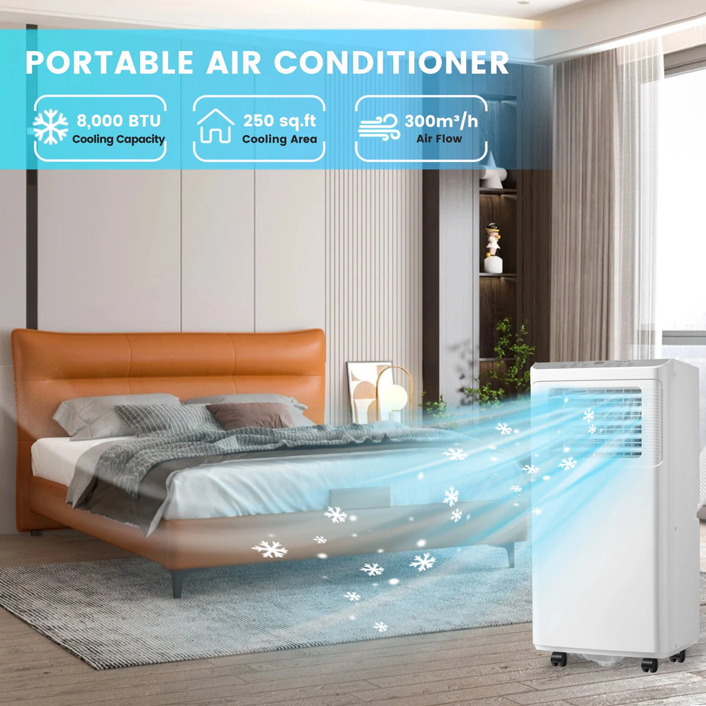 8000 BTU Portable Air Conditioner with Dehumidifier & Fan B994