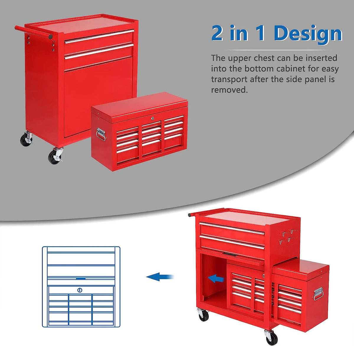 8 Drawer Rolling Tool Chest with Lock U873