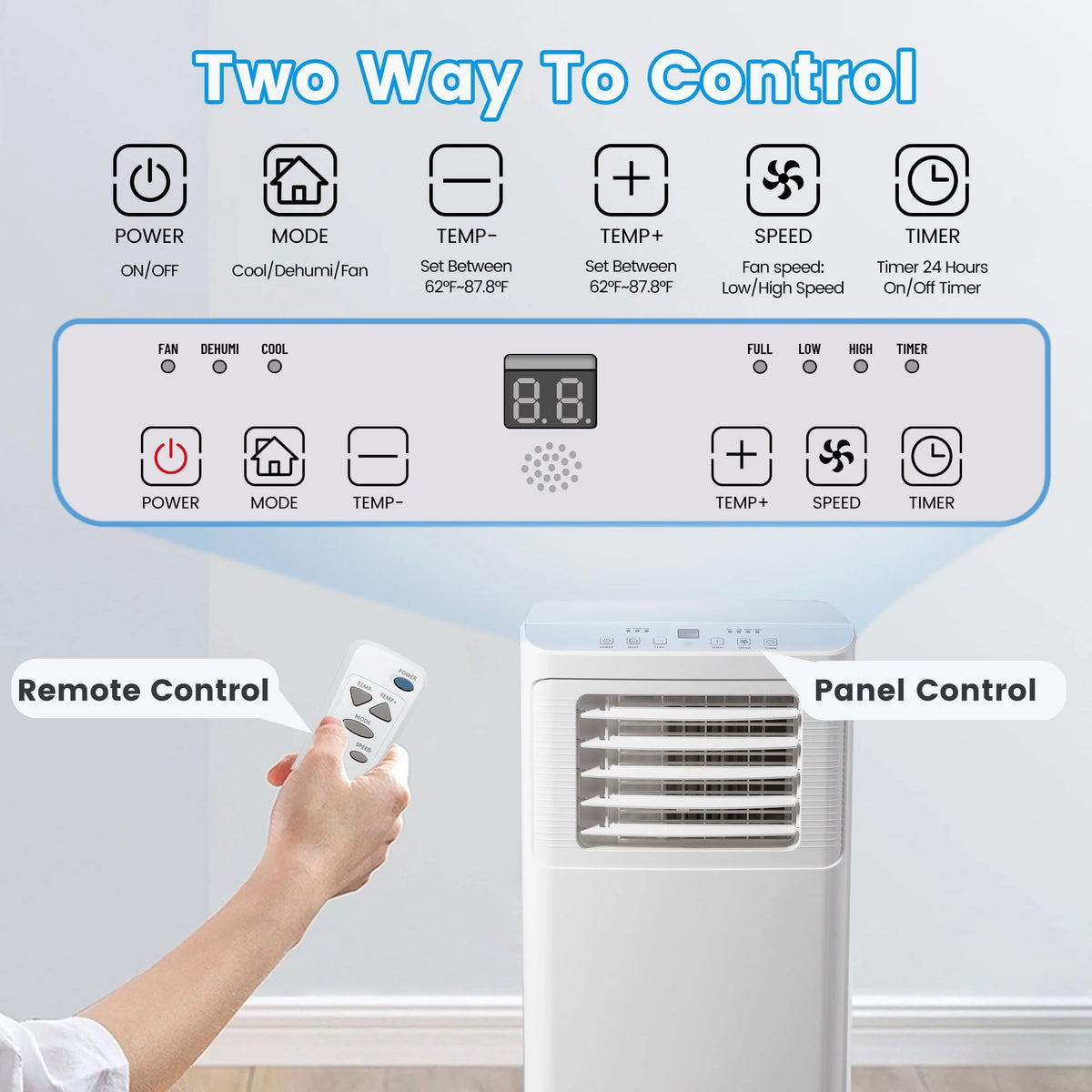 8000 BTU Portable Air Conditioner with Dehumidifier & Fan B994