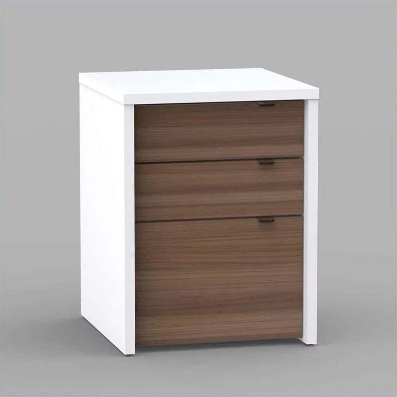 White and Walnut 3 Drawer Computer Desk P455