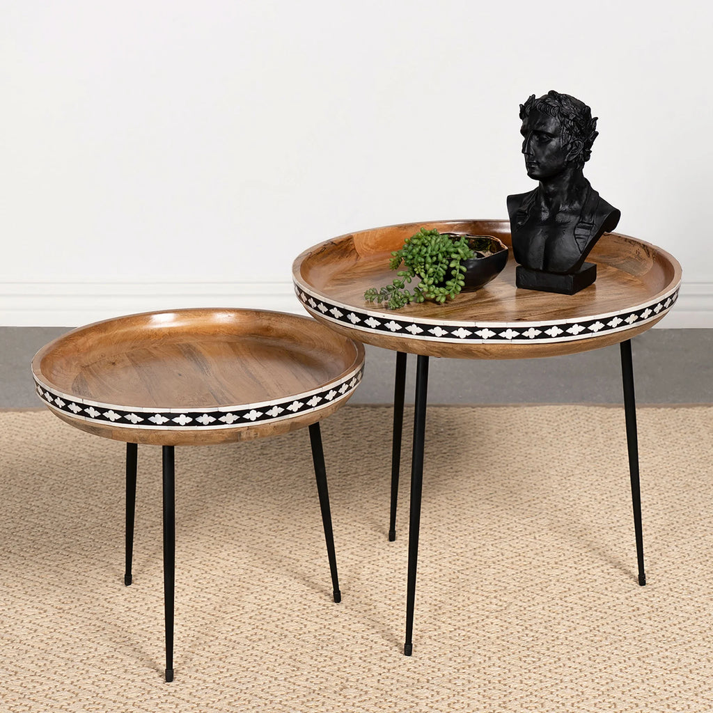 Wood Farmhouse Round Nesting Table L8769