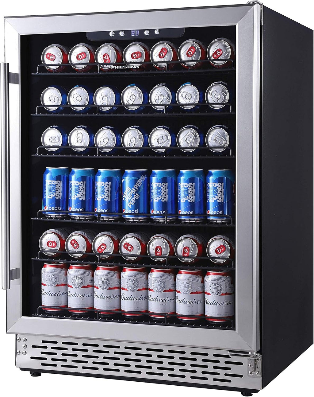 96 Can Compressor Beverage Cooler Stainless Steel Glass Door Q535