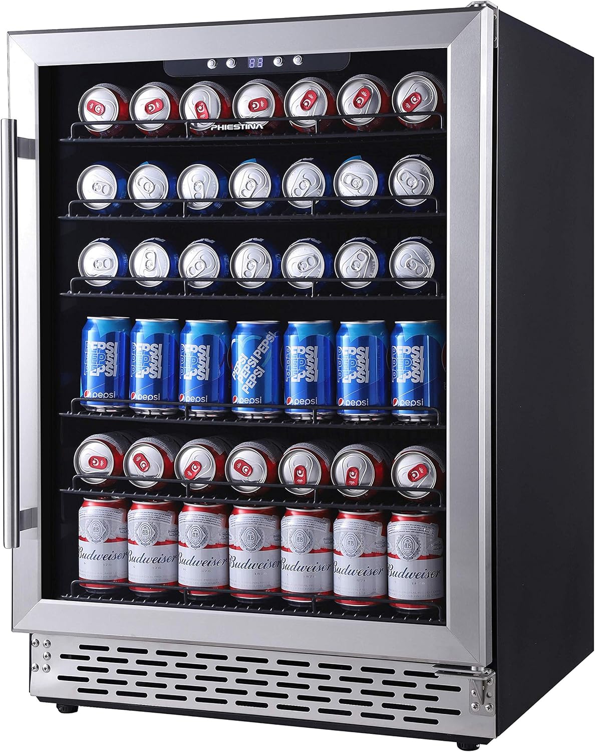 96 Can Compressor Beverage Cooler Stainless Steel Glass Door Q535
