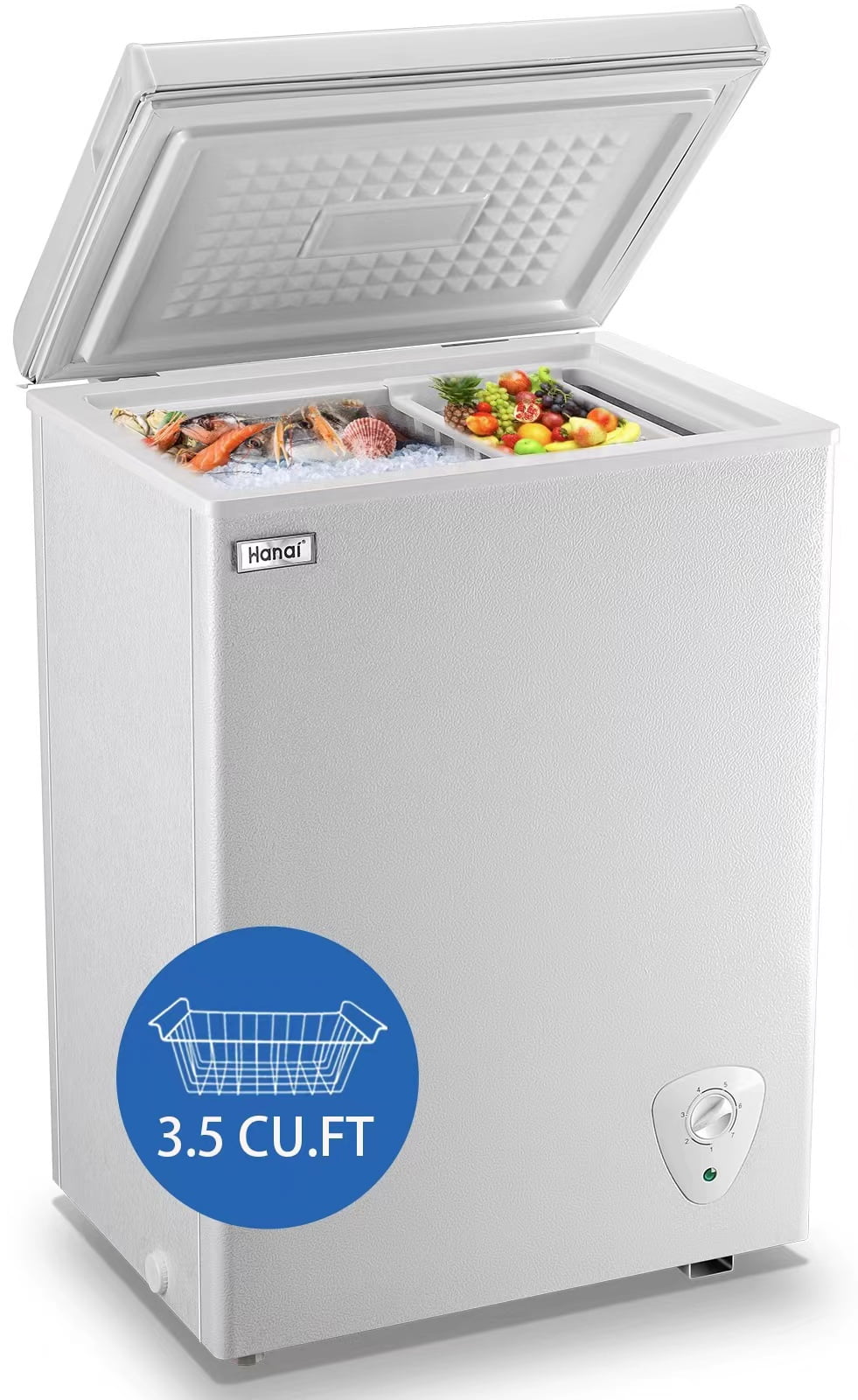 White 3.5 cu.ft Chest Freezer with Removable Basket W632
