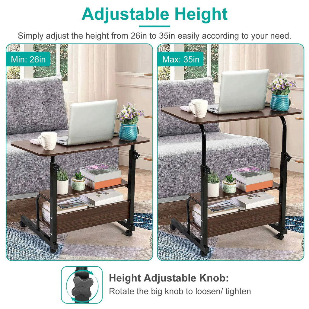 Height Adjustable Mobile Laptop Desk Cart with Lockable Wheels C29081
