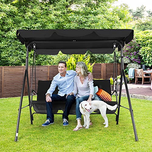 3-Seat Patio Swing Chair with Adjustable Canopy Y198623
