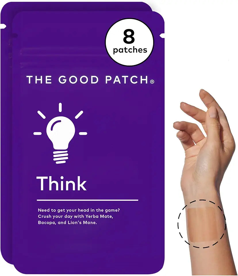 Plant Powered Patches with Caffeine, Yerba Mate, Bacopa and Lion's Mane, 8 Patches E2896
