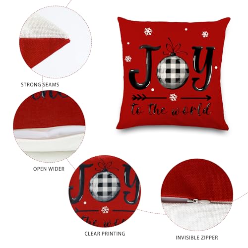4pcs Christmas Pillow Covers 18x18 Inch Red Throw Case G676