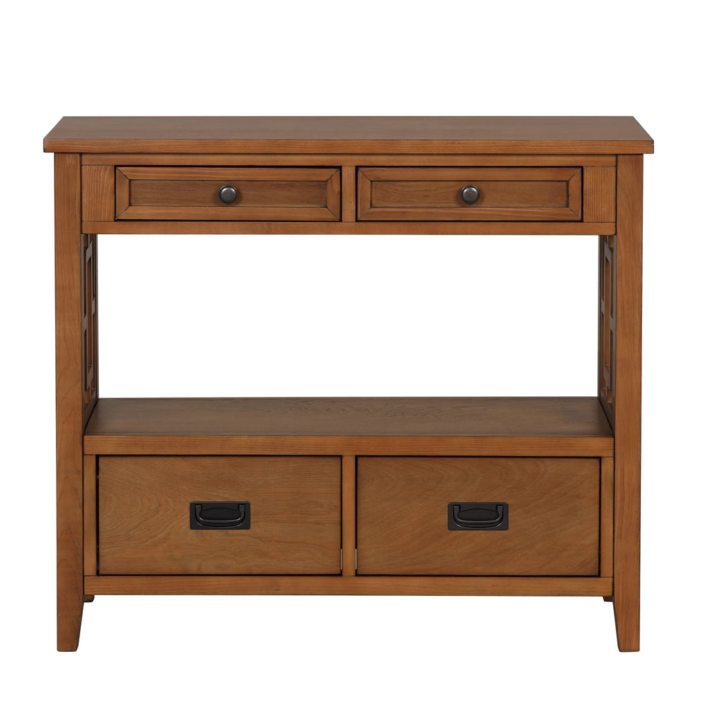 36'' Pine Wood Console Table with 4 Drawers & 1 Storage Shelf K887414