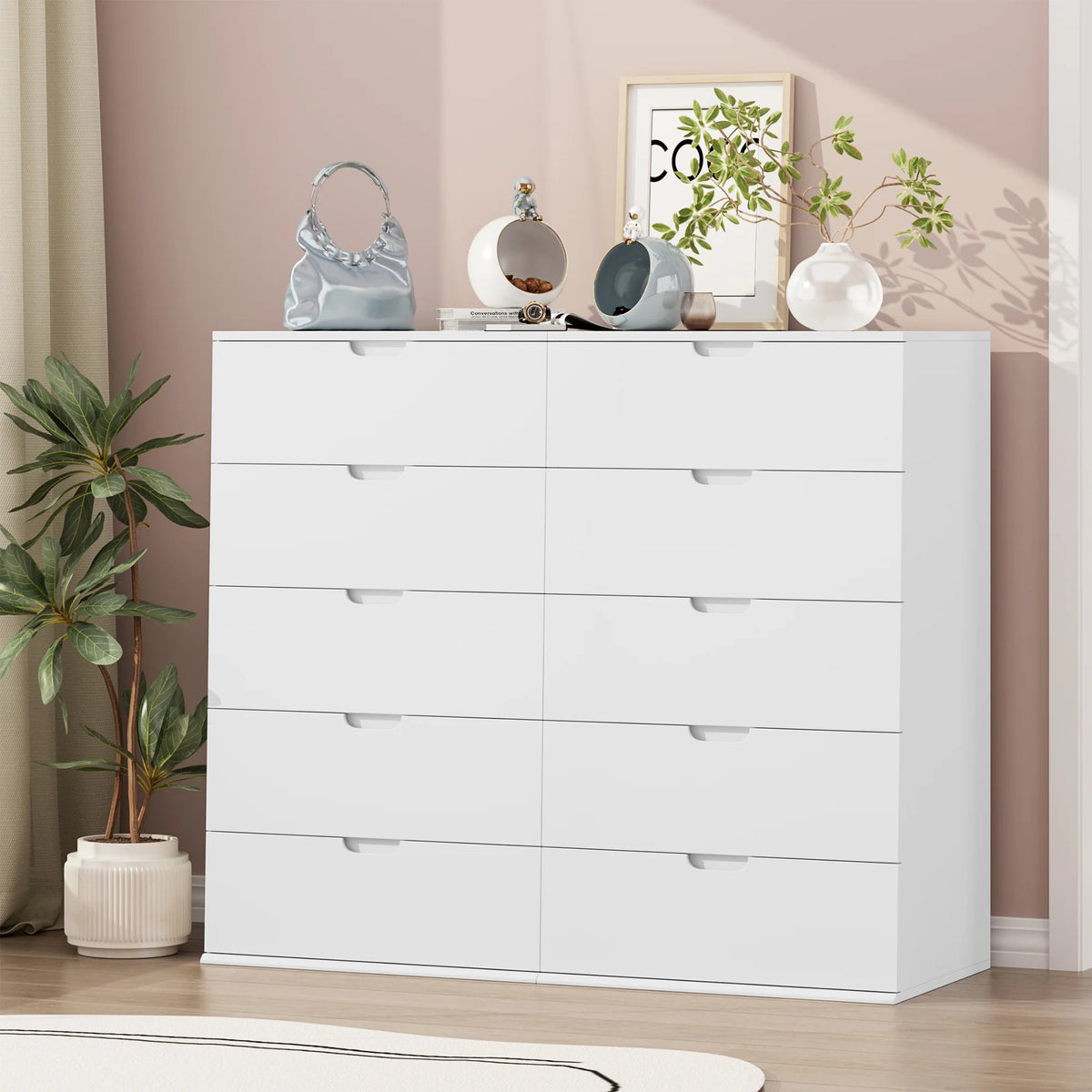 White 5 Drawer Dresser L63454