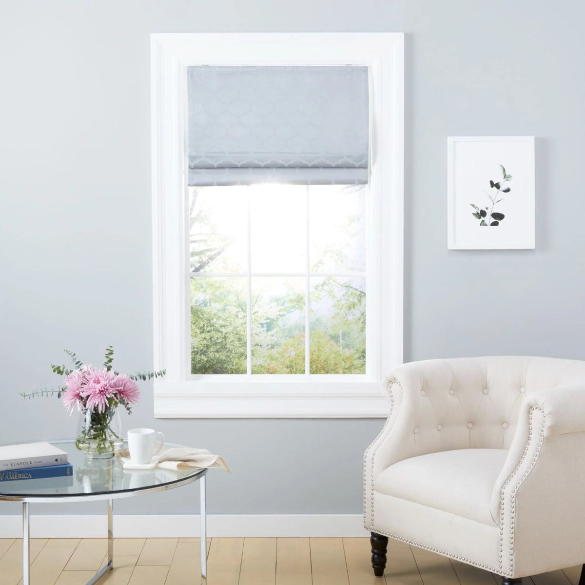 Silver 34"x64" Blackout Roman Shade R27690