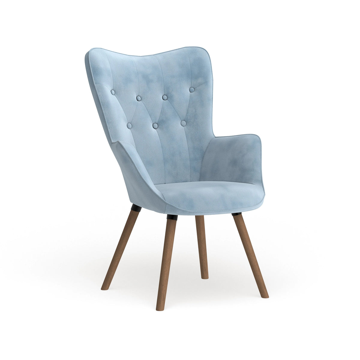 Blue Velvet Button-tufted High-back Accent Chair R5314