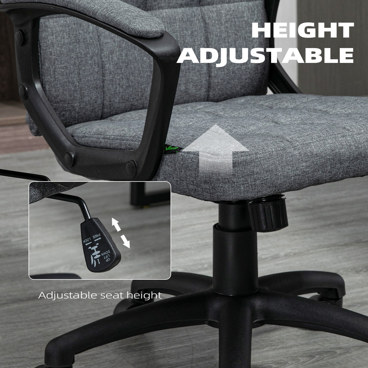 Gray Fluffy Home Office Chair with Adjustable Height Y947