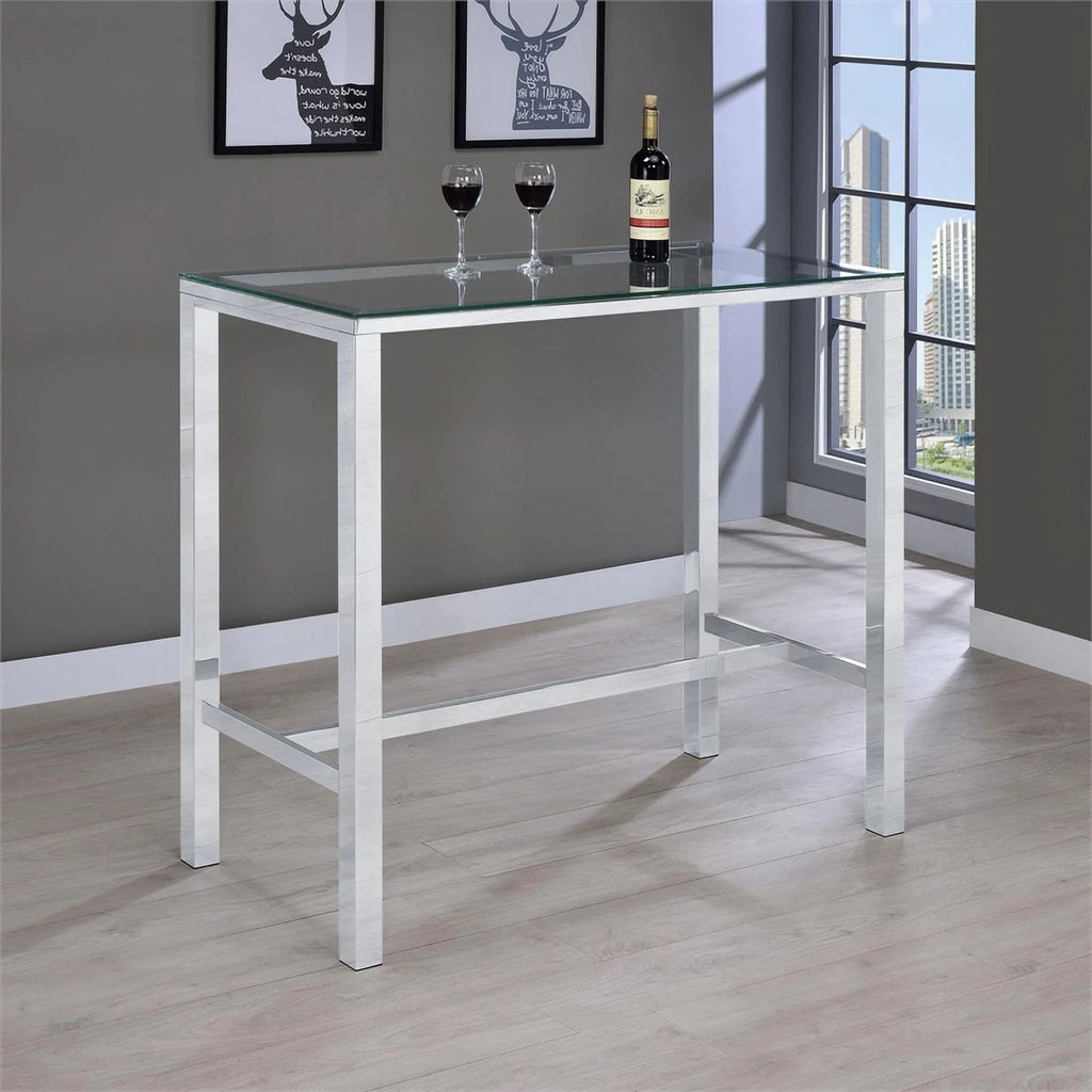 Contemporary Rectangular Glass Top Pub Table F9736
