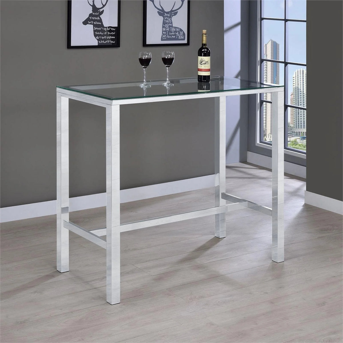 Contemporary Rectangular Glass Top Pub Table F9736