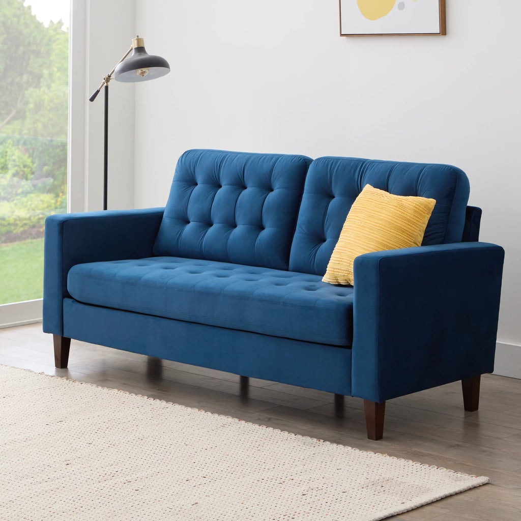 Navy Velvet Tufted Sofa U5420