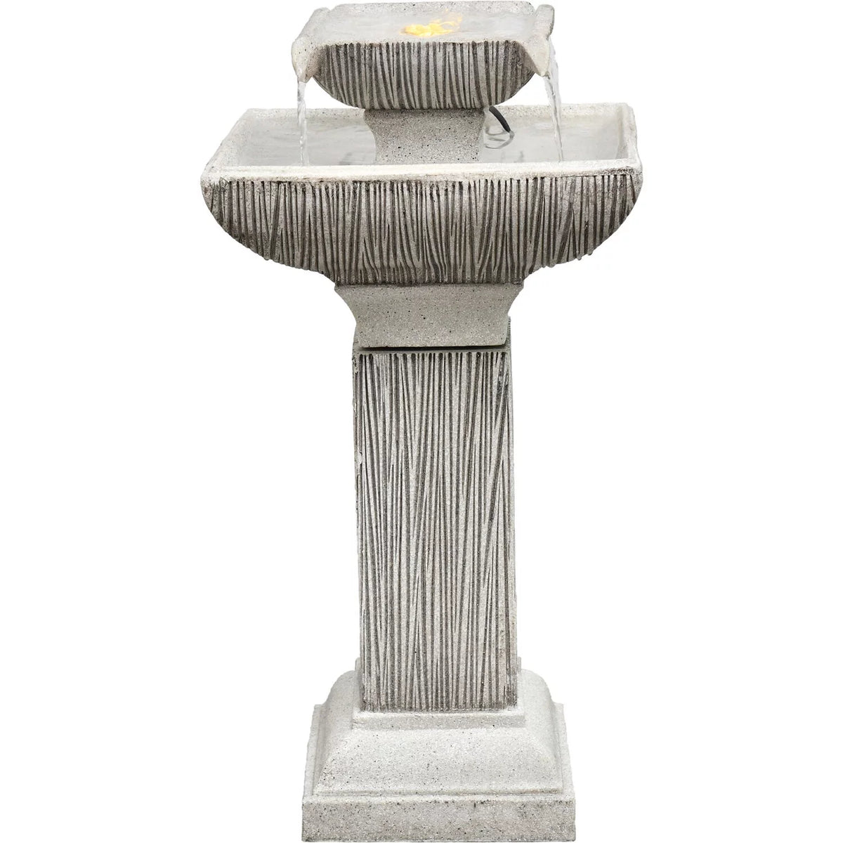26-In. 2-Tier Pedestal Indoor or Outdoor Garden Fountain with LED Lights Q21983