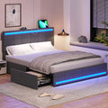 Full Size LED Bed Frame with Headboard and Storage Drawers B253