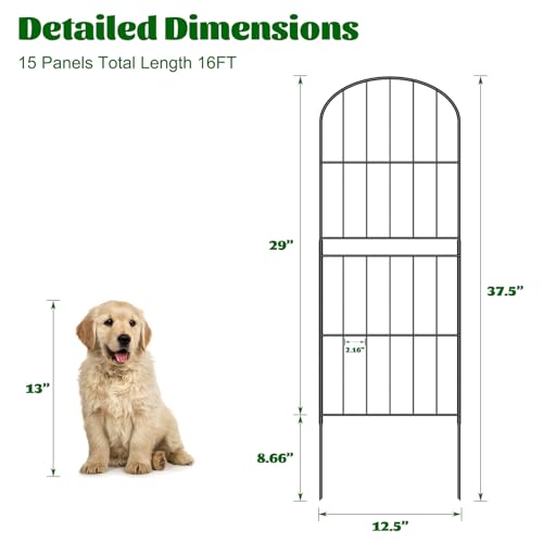 Decorative Garden Fence 10 Panels 37.5in (H) x 10.4ft (L) Rustproof Metal Wire Arched F15241