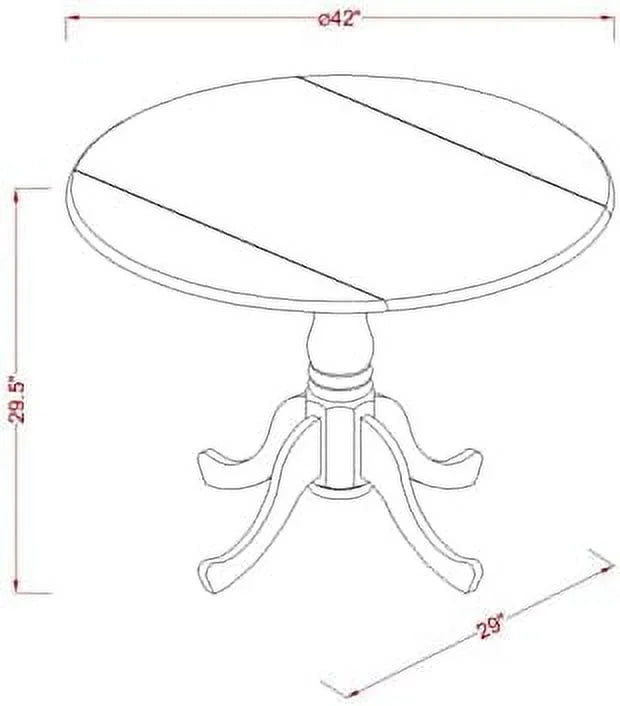 Round Solid Wood Dining Table with Dropleaf 42x42 Inch O93332
