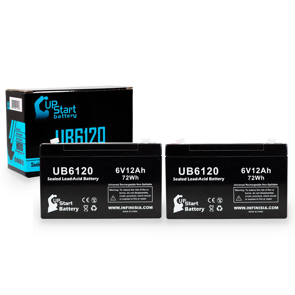 2x Pack 6V 12Ah Sealed Lead Acid Battery with F1 to F2 Terminal Adapters Z9701