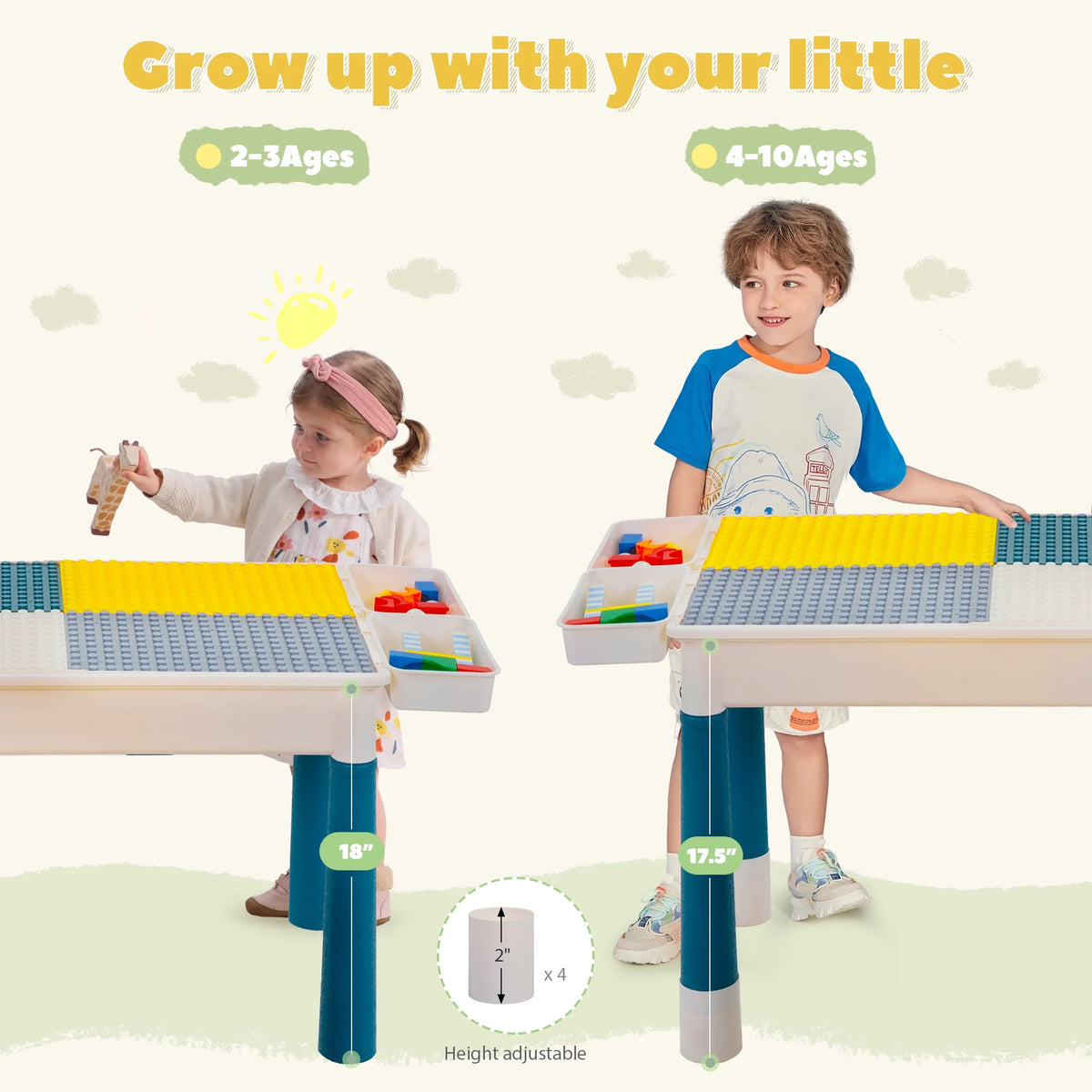 Toddler Table and Chairs Set with 2 Chairs U20851
