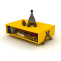 Walnut Yellow Rectangular Wooden Coffee Table with Shelving W441609