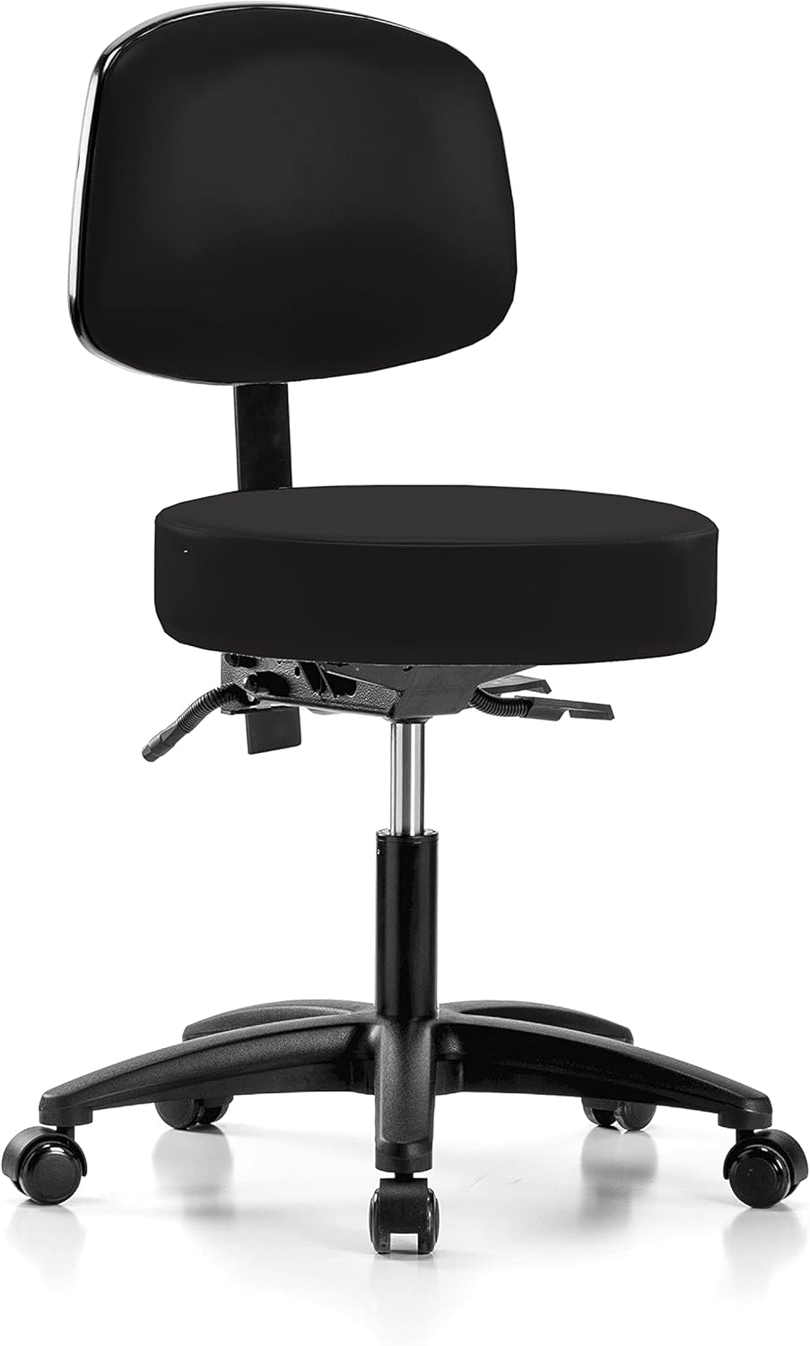 Black Vinyl Rolling Adjustable Doctor's Stool with Back A6989