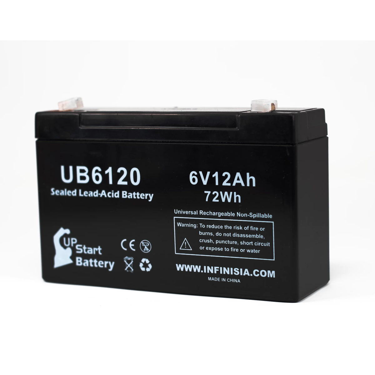 2x Pack 6V 12Ah Sealed Lead Acid Battery with F1 to F2 Terminal Adapters Z9701