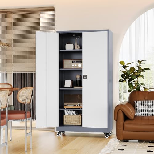 White Metal Rolling Storage Cabinet V63249