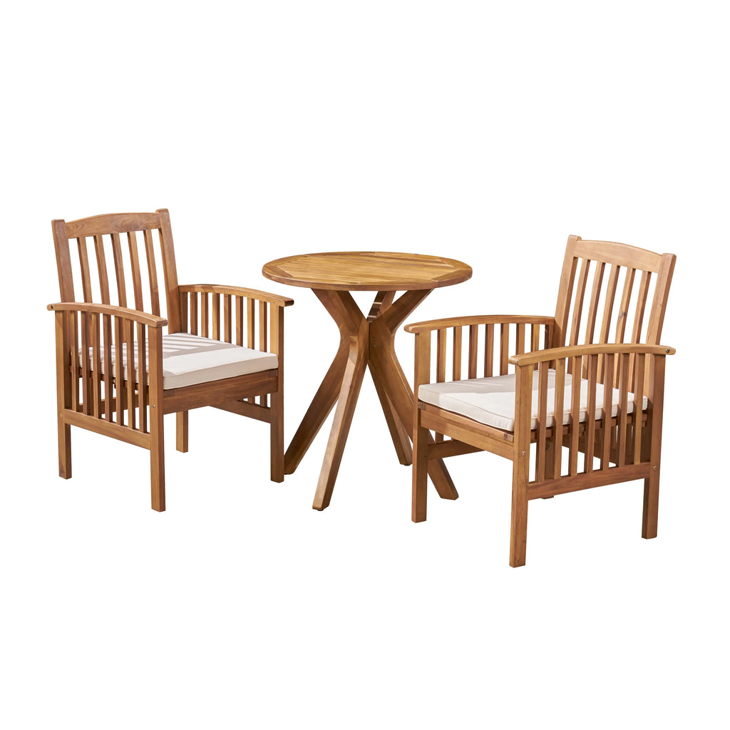Acacia Wood 3 Piece Bistro Set with Cushion R471