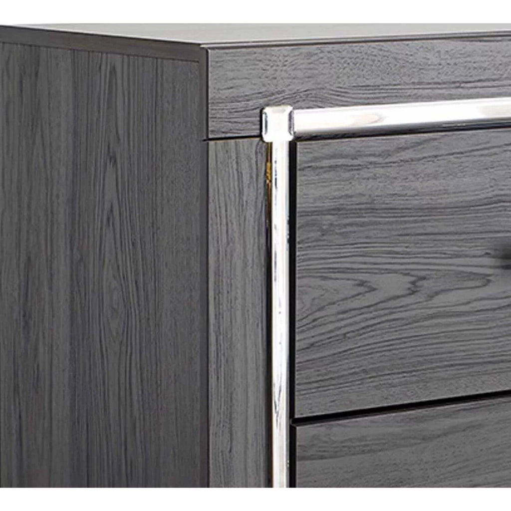Gray 6 Drawer Wooden Dresser with Mirror Inserts E6277