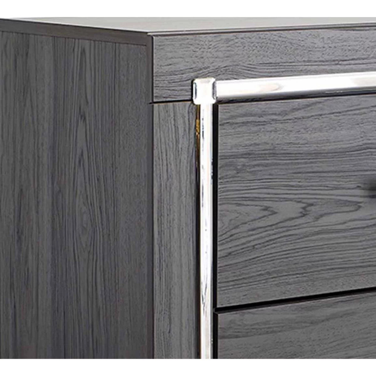 Gray 6 Drawer Wooden Dresser with Mirror Inserts E6277