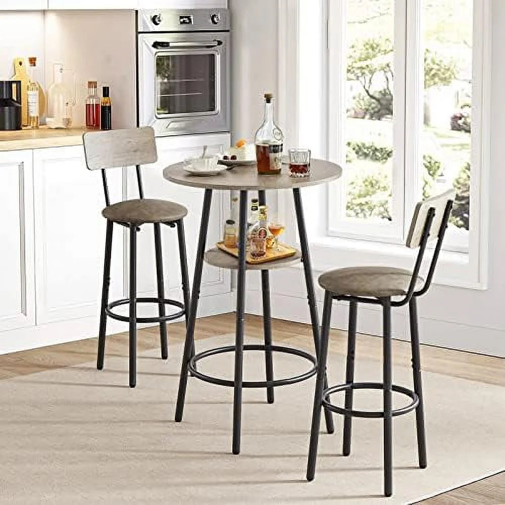 3 Piece Metal and Wood Table and Stools Set V17990