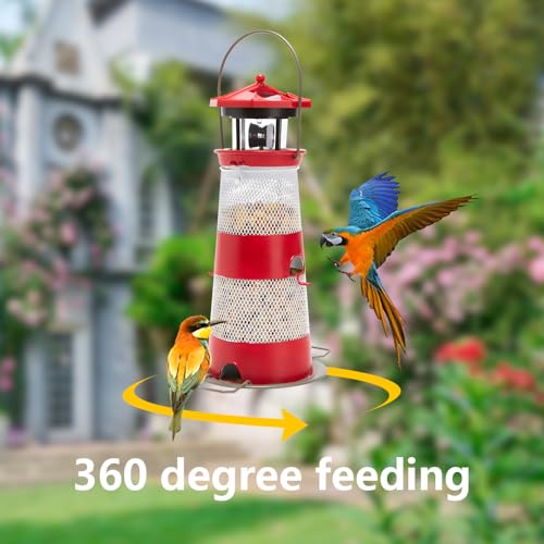 Solar Bird Feeder Hanging Outdoor Birdfeeder Waterproof LED Lights V8811