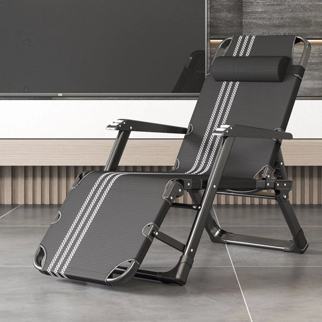 Gray Adjustable Folding Lounge Chair with Pillow Y64161