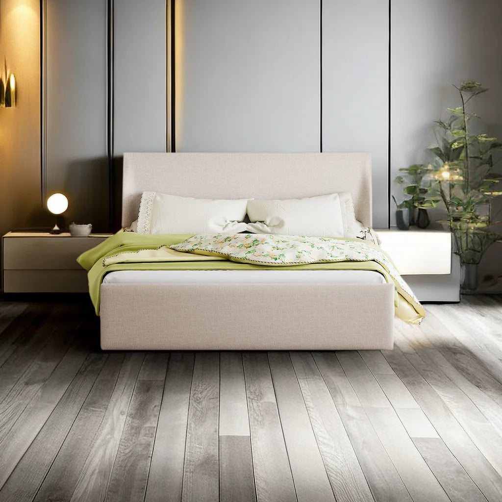 Linen Upholstery Full Size Platform Bed with Hydraulic Storage I13741
