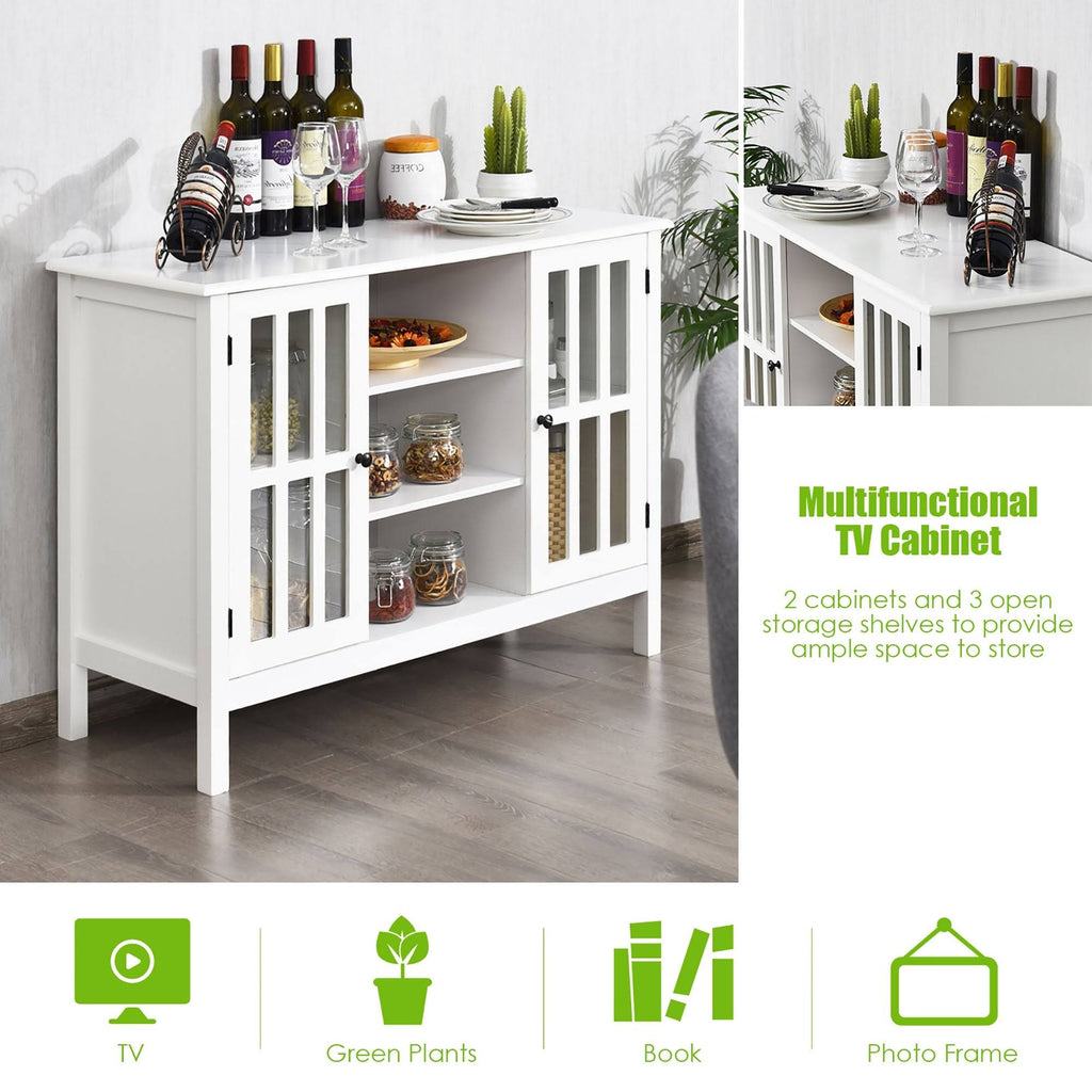 White Wood TV Stand with Storage Cabinet I37632