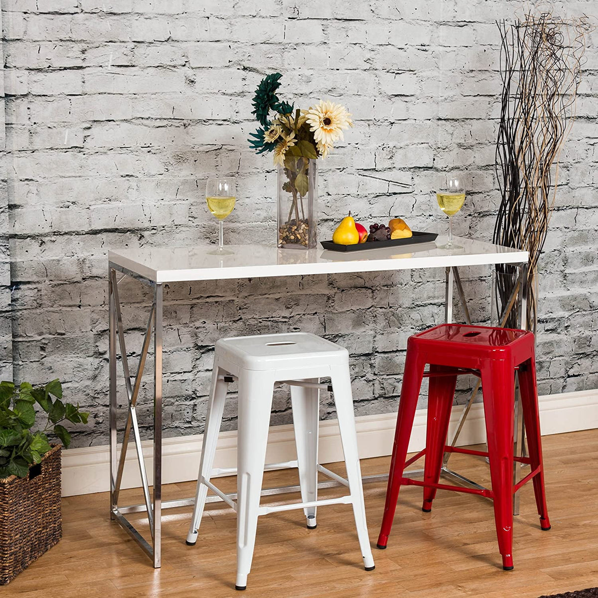 24" Backless Metal Barstool with Square Seat Z348